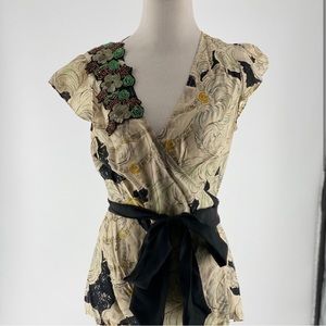 Anthropologie Odille Short Sleeve Blouse Size 6